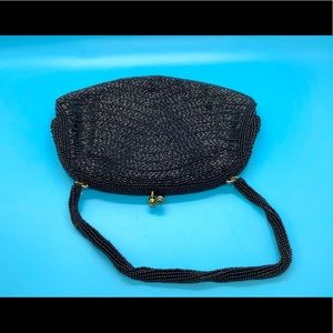Vintage Beaded Black Clutch